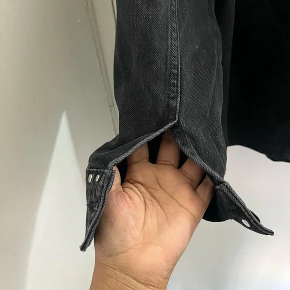 Zara Grunge punk rock Black Denim Jacket with Silver Studs #Modernmideival - Picture 3 of 13